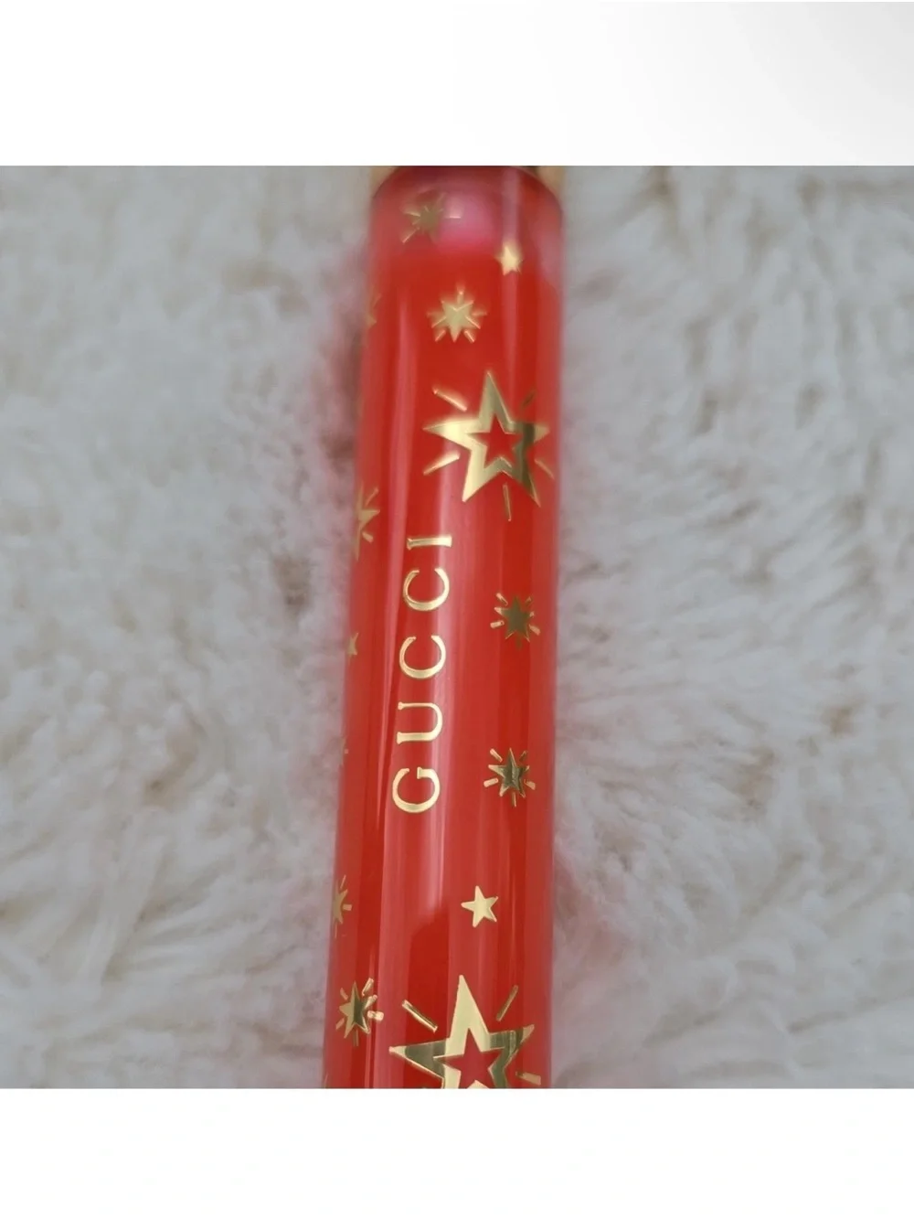 Gucci Gloss À Lèvres Lip Gloss — Coral Red with Gold Accents